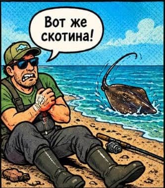 Рыбака ужалил пойманный скат